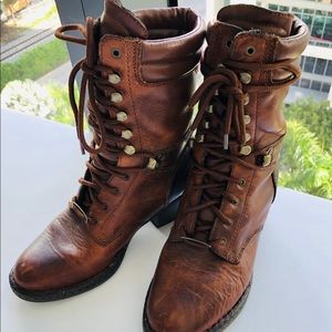 Brown Leather Tie-Up Boots